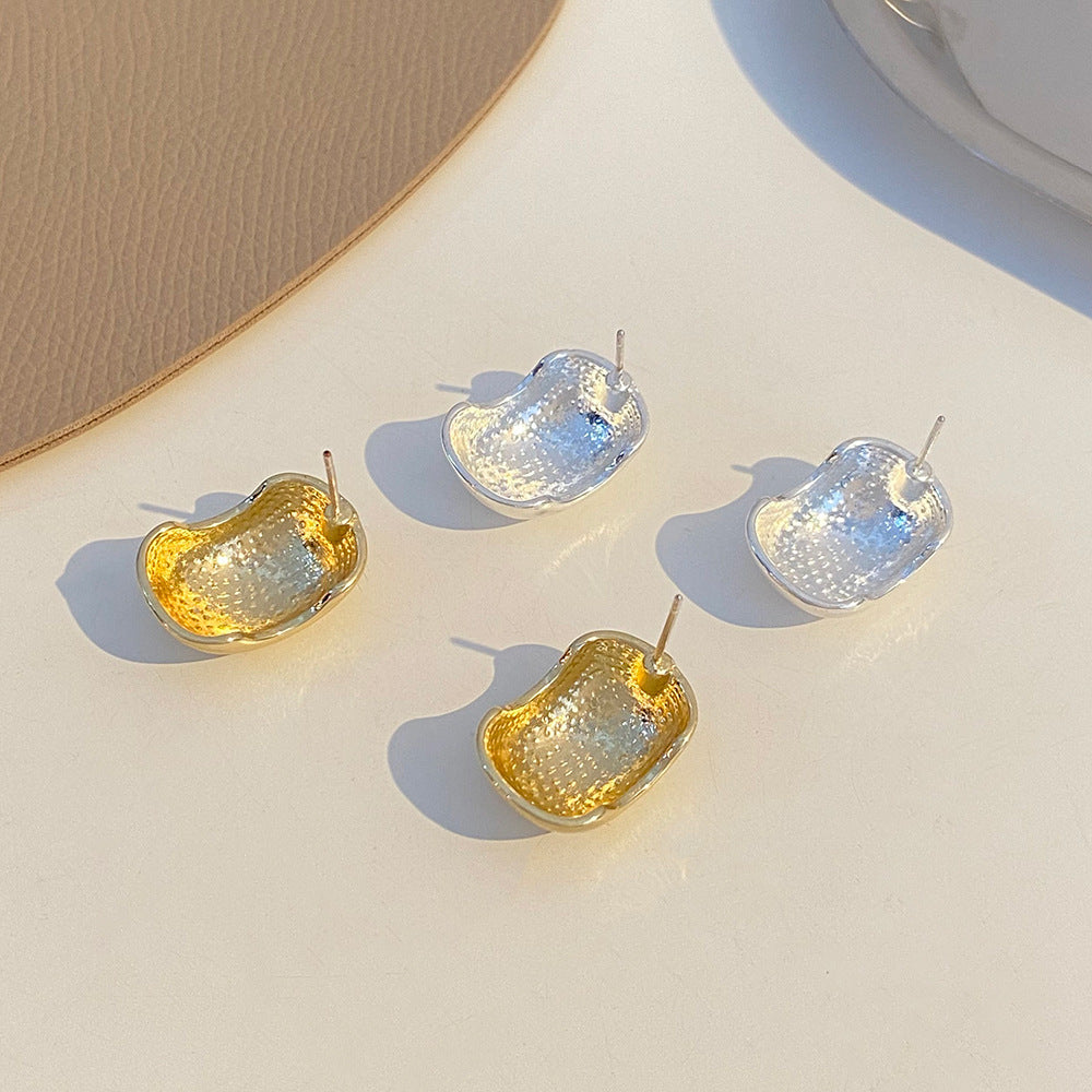 Aretes De Aleación De Frijoles De Metal Cepillado al por mayor